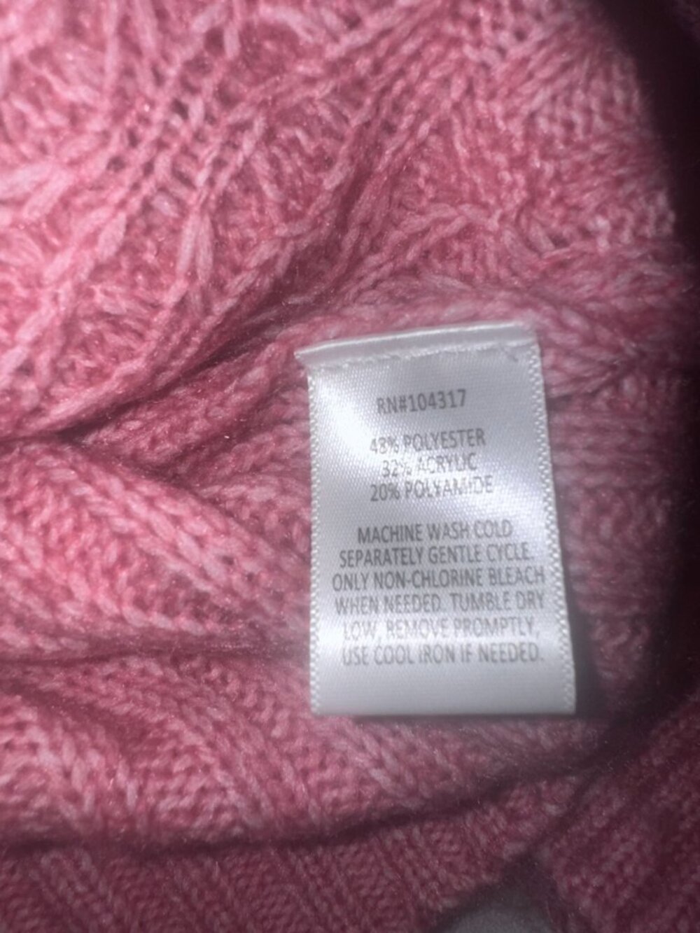 Derek Heart Womens Pink Cable-Knit Cropped Sweater Mock Neck Size M Polyester Bl - Picture 3 of 8